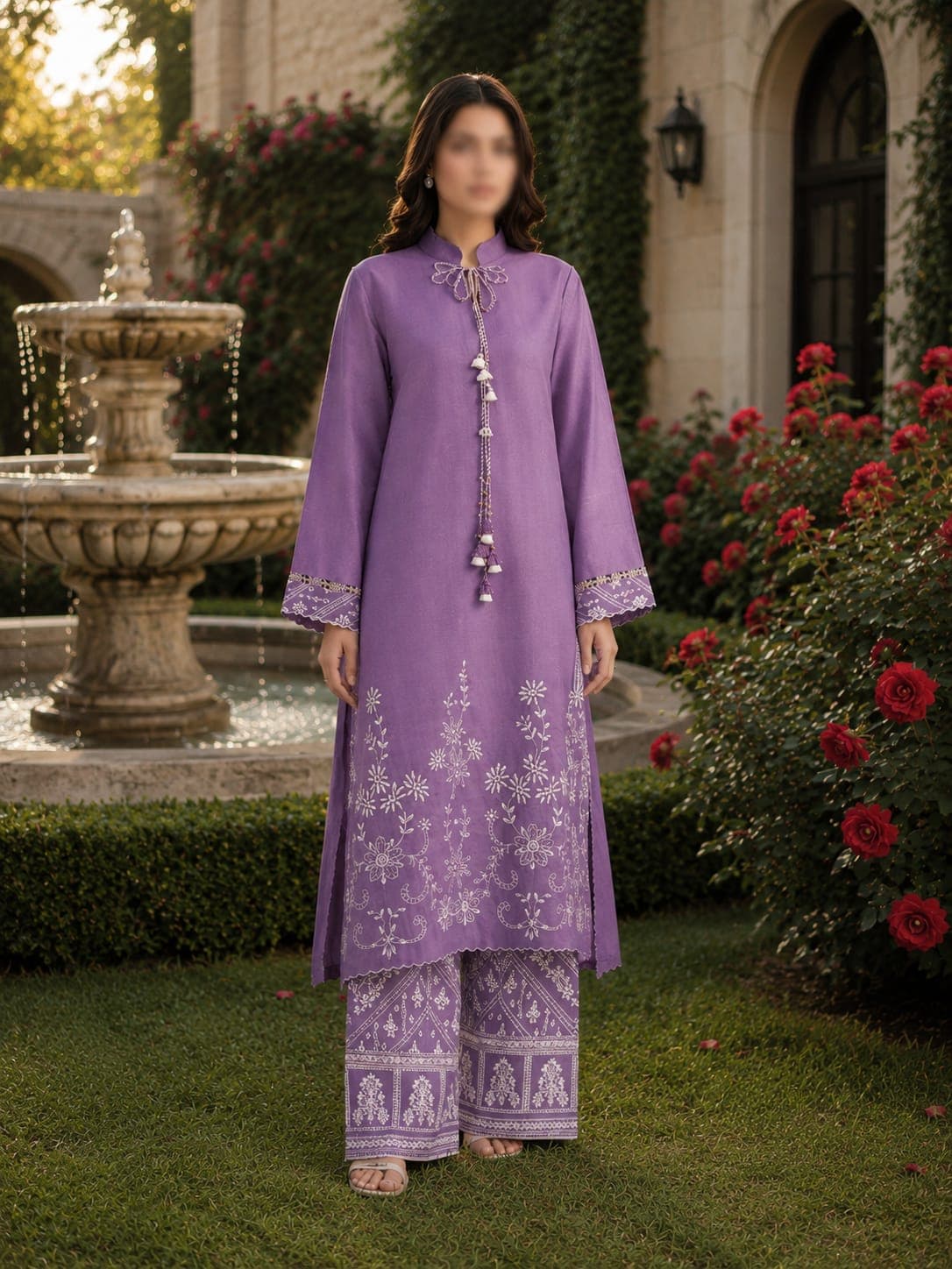 Sapphire Original Sukoon Lavender Meadow Embroidered Lawn 2-Piece Suit, unstitched Embroidered Lawn suit Pakistan