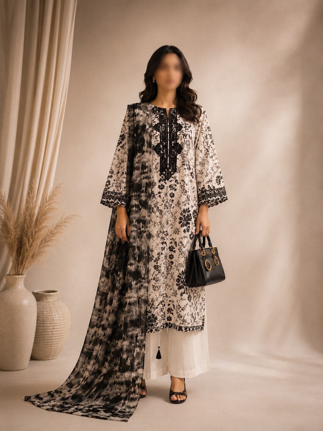 Sapphire Original Sukoon Noir Garden Embroidered Lawn 3-Piece Suit, unstitched Embroidered Lawn suit Pakistan