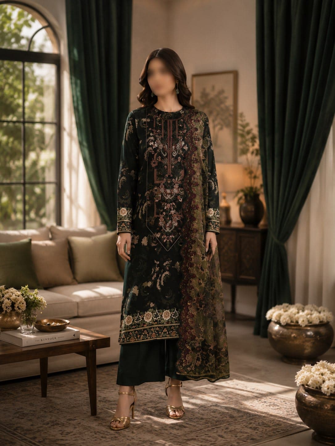Gull Jee Original Forest Tapestry Embroidered Lawn 3-Piece Suit, unstitched Embroidered Lawn suit Pakistan