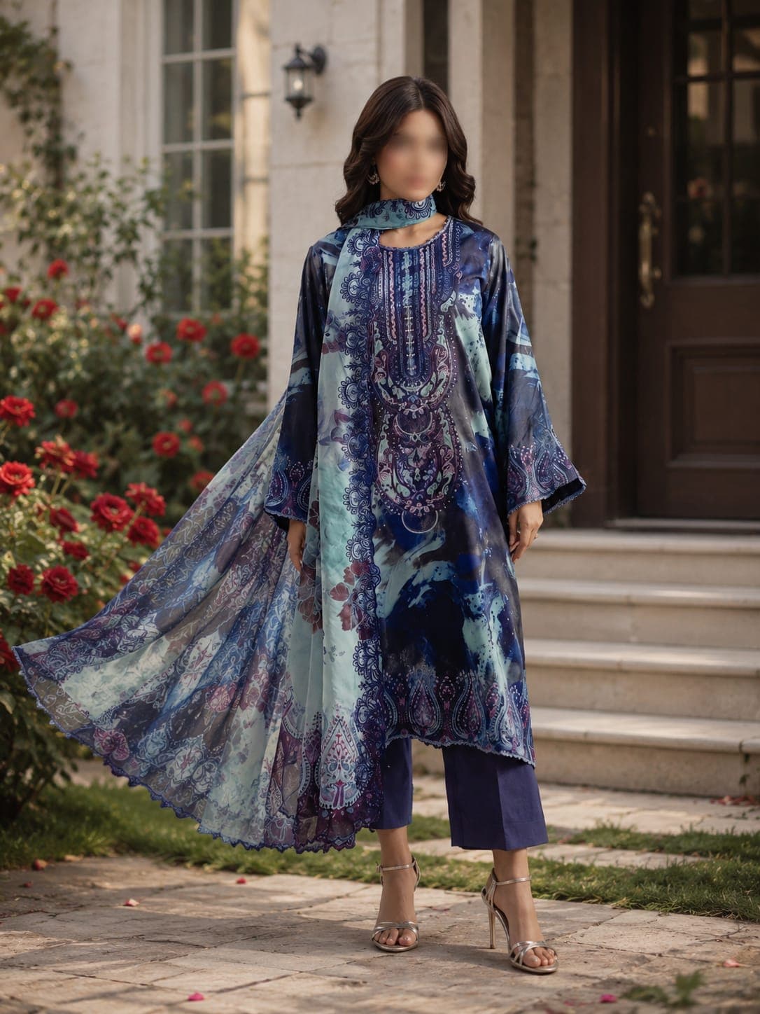 Gull Jee Original Midnight Berry Embroidered Lawn 3-Piece Suit, unstitched Embroidered Lawn suit Pakistan