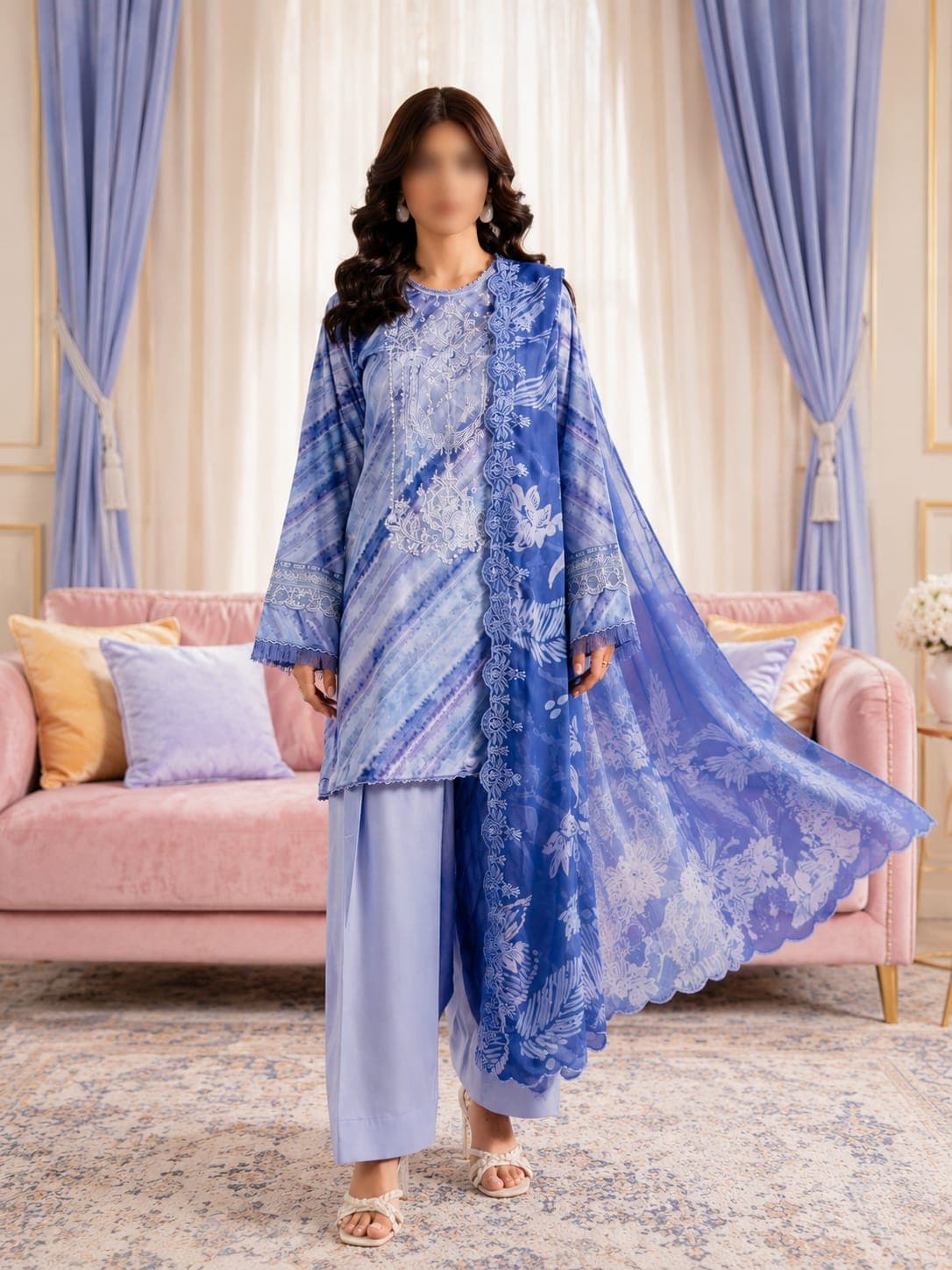 Gull Jee Original Amber Sketch Embroidered Lawn 3-Piece Suit, unstitched Embroidered Lawn suit Pakistan