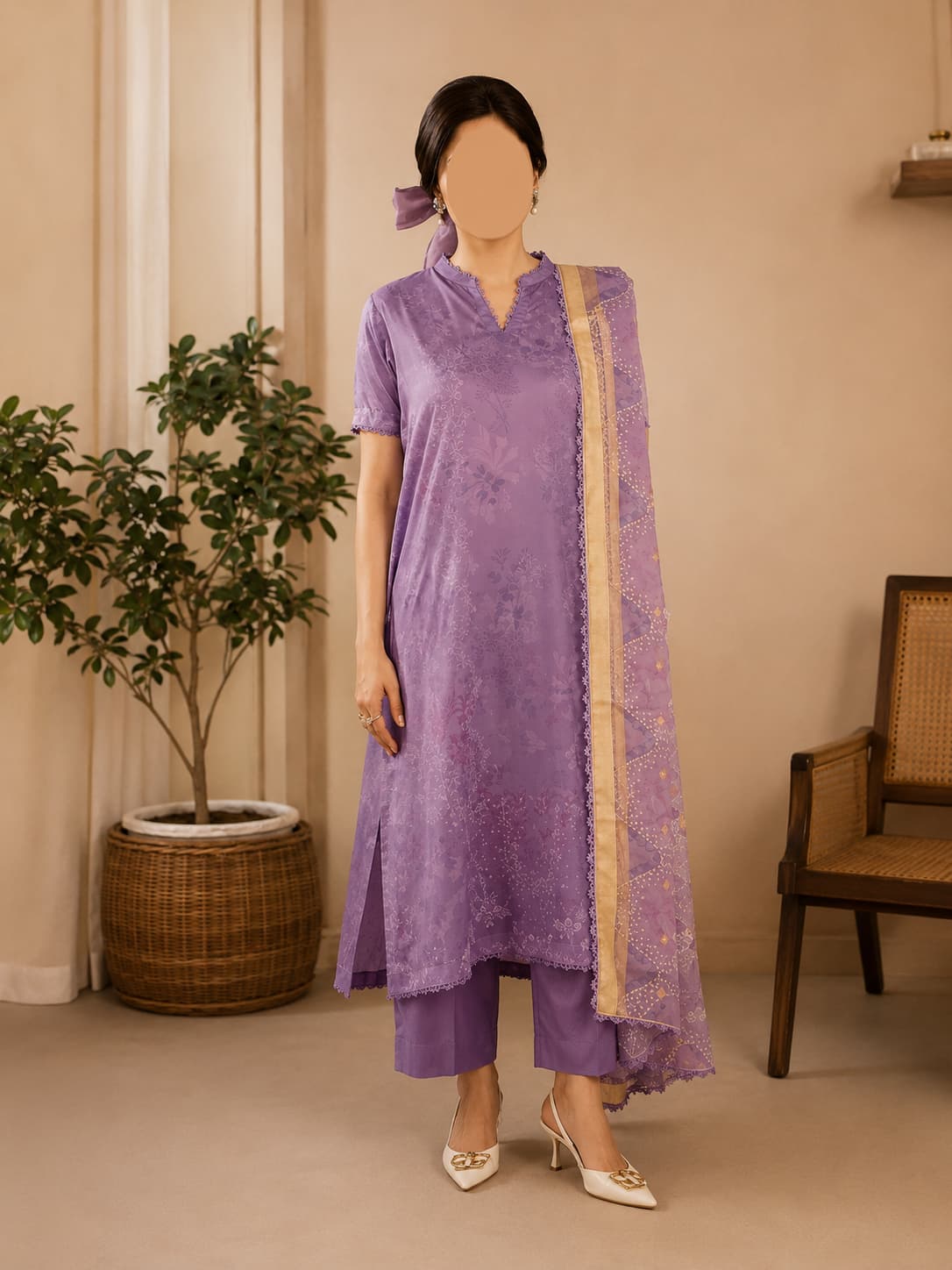 Lavender Mist Unstitched Three Piece