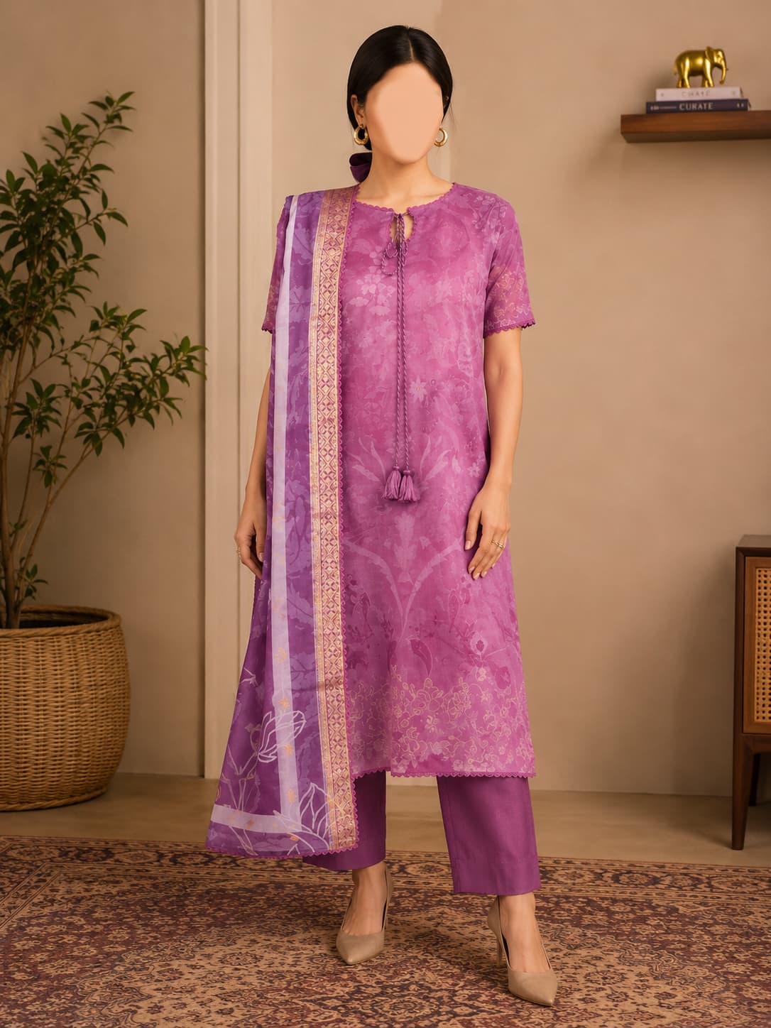 Orchid Dusk Unstitched Three Piece